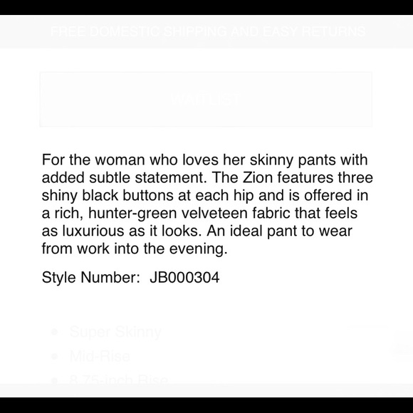 NWT J Brand Super Skinny Mid Rise Jeans. 29 - Picture 8 of 8